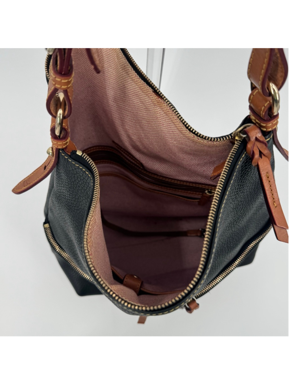 Dooney & Bourke Dillen Pocket Sac Shoulder Bag Black British Tan - Picture 4 of 11